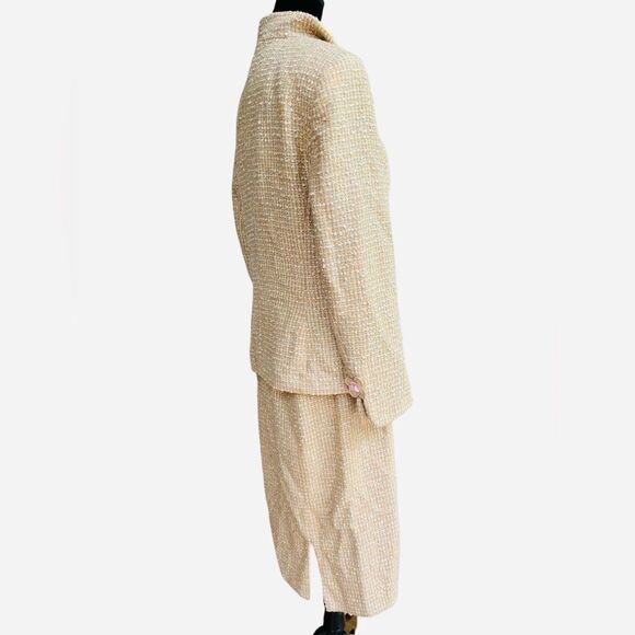 Vintage Escada Wool Tweed Suit Size 10 Pastel Yellow Mod Mad Men Vibes - Picture 6 of 12